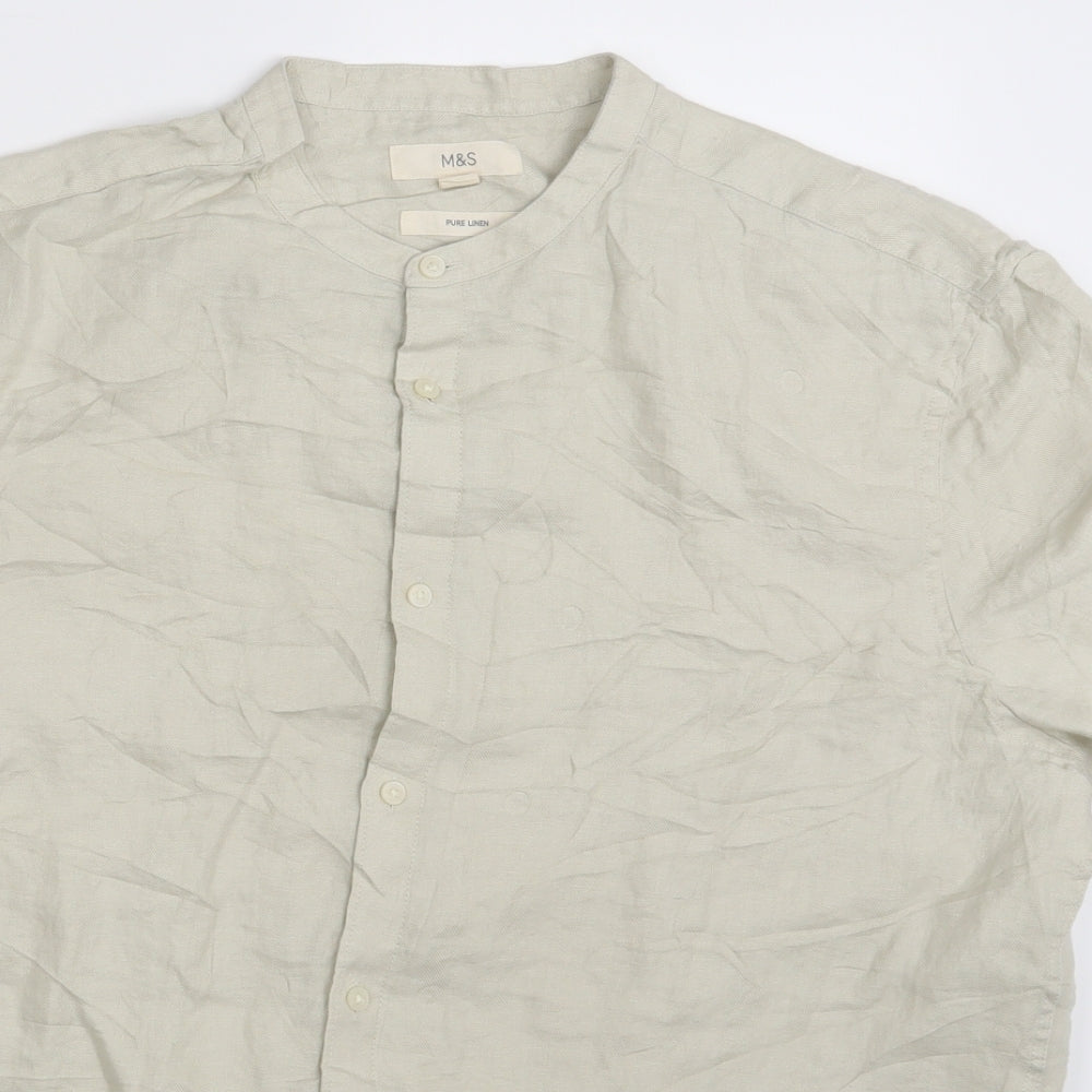 M&S Mens Beige    Button-Up Size L