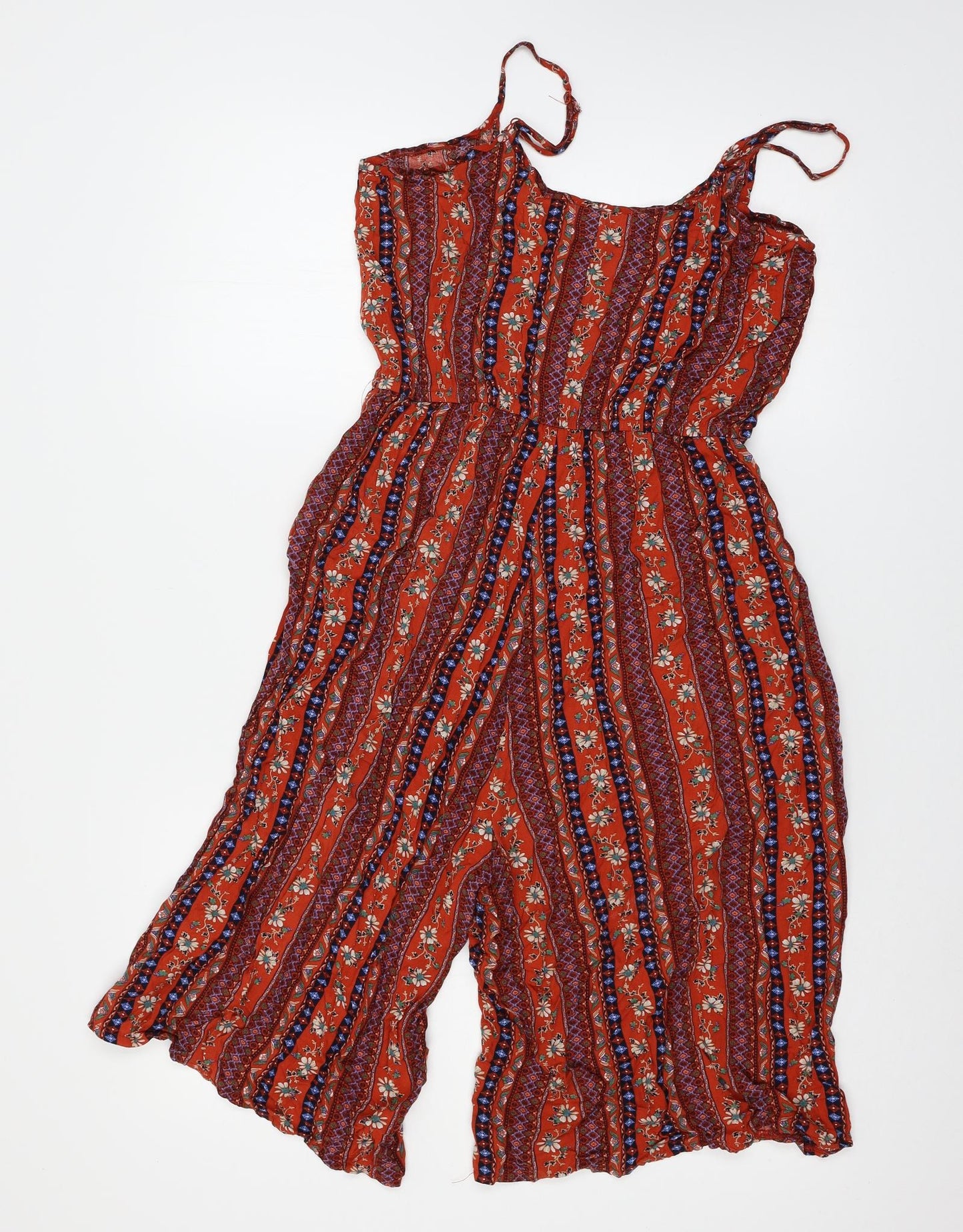 Miss Valley Womens Red Floral  Jumpsuit One-Piece Size 12