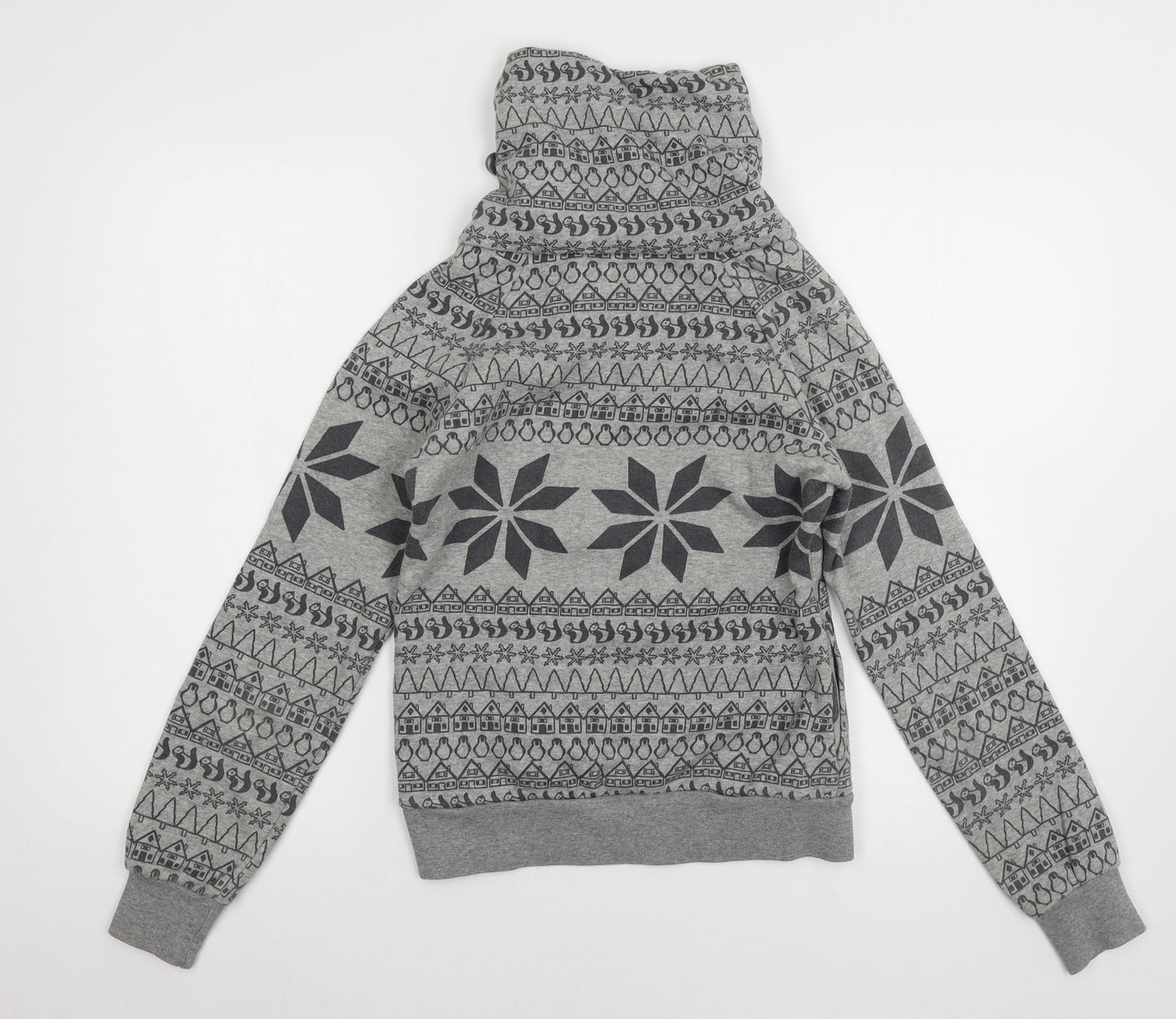 Trafa Womens Grey Geometric Jersey Pullover Sweatshirt Size S