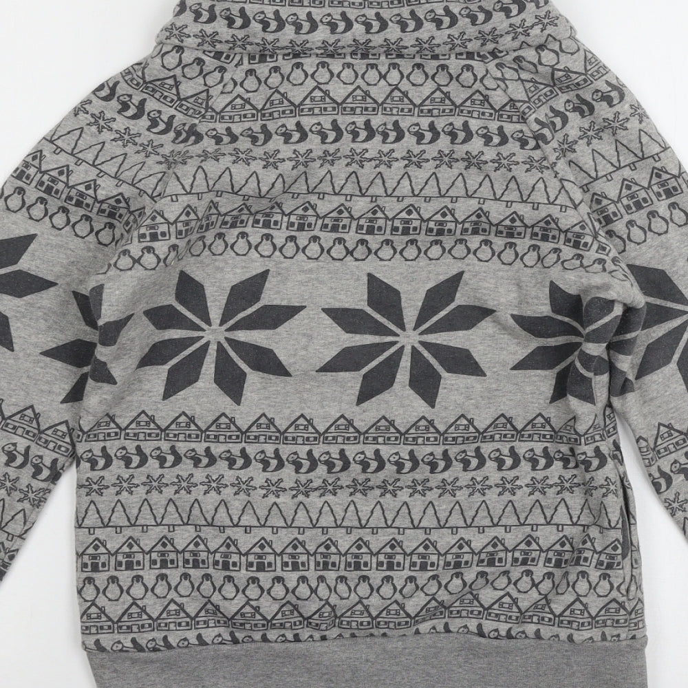 Trafa Womens Grey Geometric Jersey Pullover Sweatshirt Size S