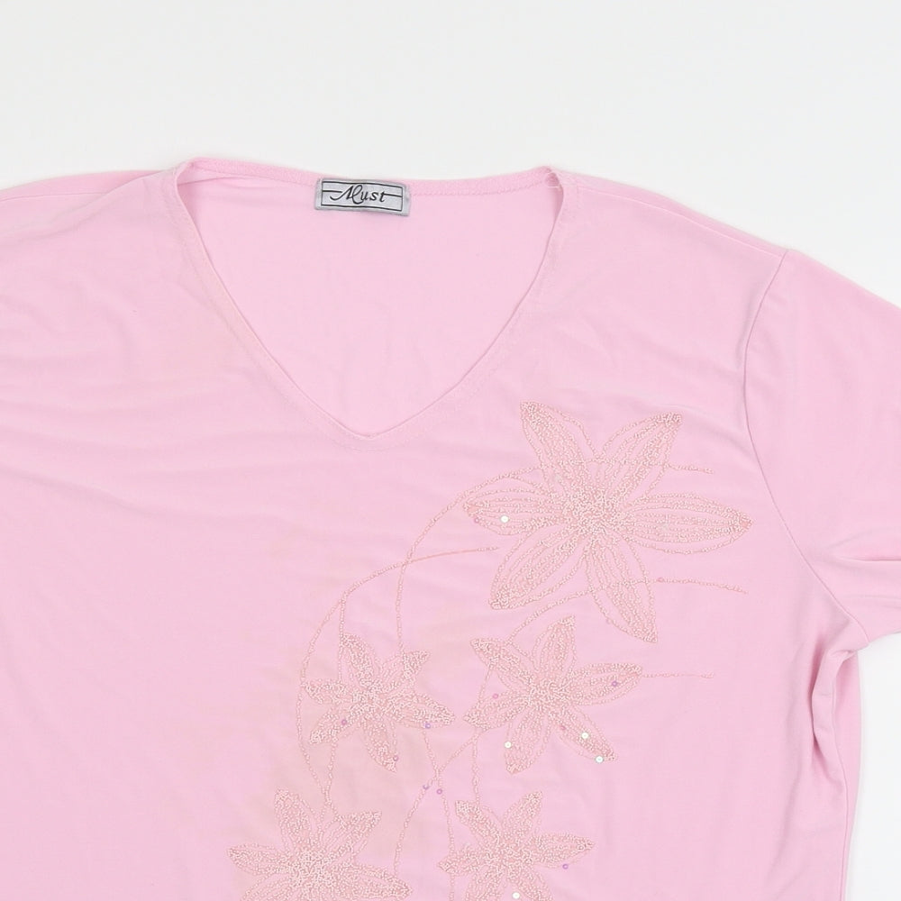 Must Womens Pink  Jersey Basic T-Shirt Size M