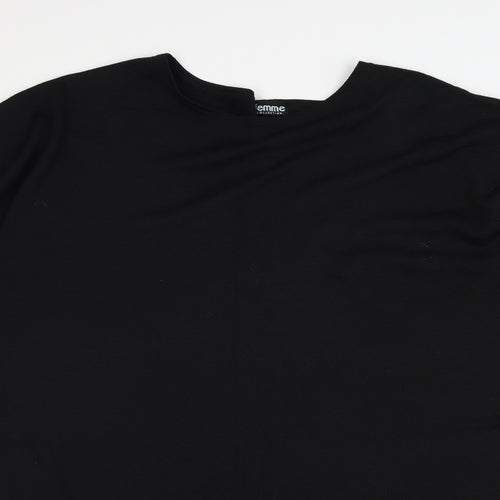 Femme Collection Womens Black  Knit Pullover Jumper Size L