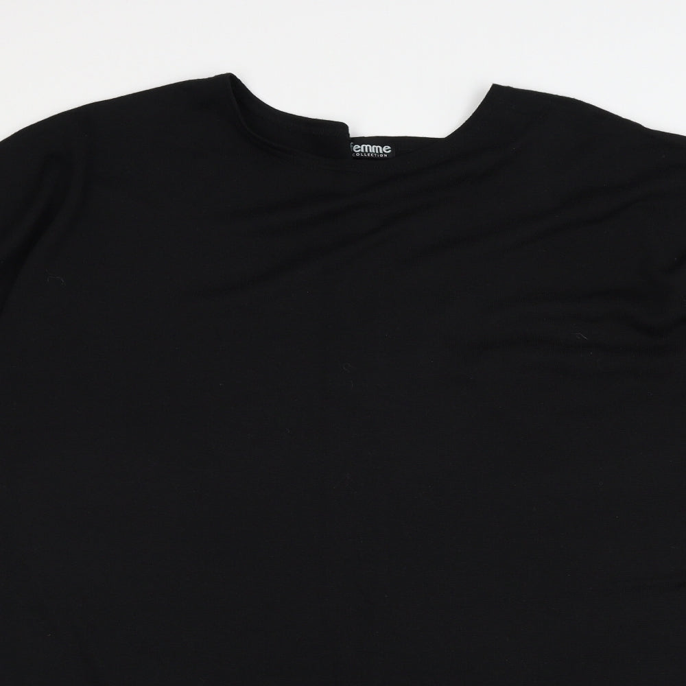 Femme Collection Womens Black  Knit Pullover Jumper Size L