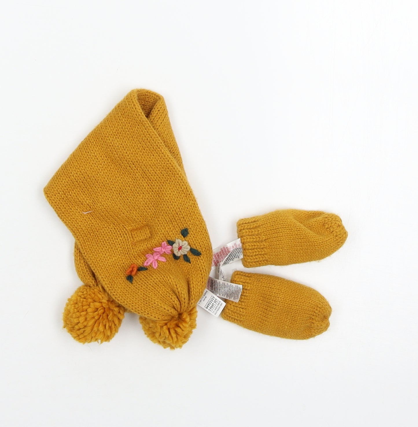Marks and Spencer Girls Yellow  Knit Rectangle Scarf Scarves & Wraps One Size  - scarf and gloves, set