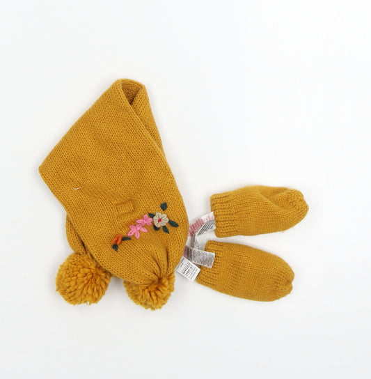 Marks and Spencer Girls Yellow  Knit Rectangle Scarf Scarves & Wraps One Size  - scarf and gloves, set