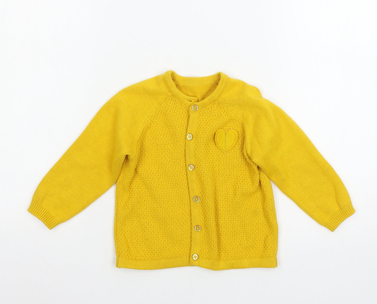 Nutm Girls Yellow  Knit Cardigan Jumper Size 2-3 Years