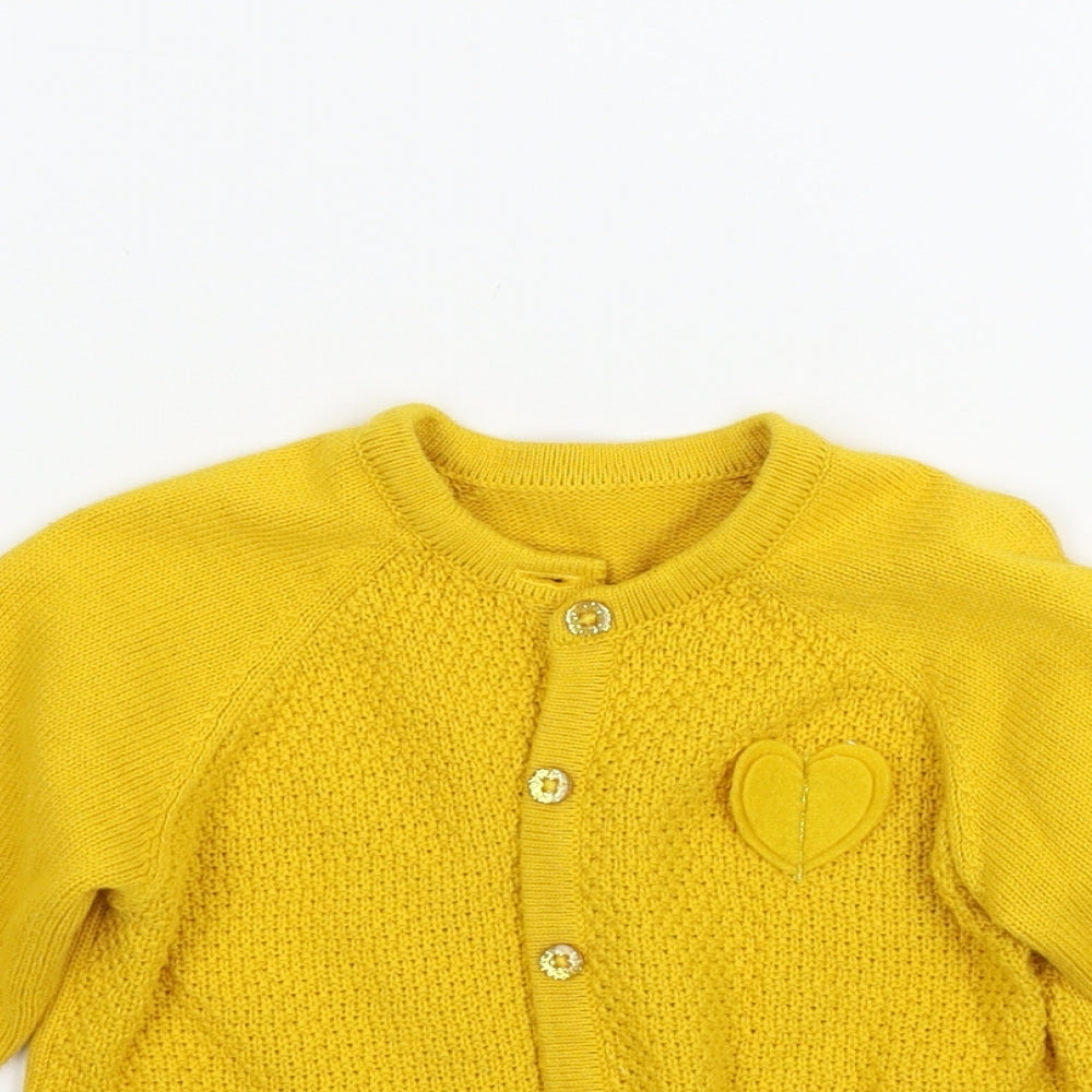 Nutm Girls Yellow  Knit Cardigan Jumper Size 2-3 Years