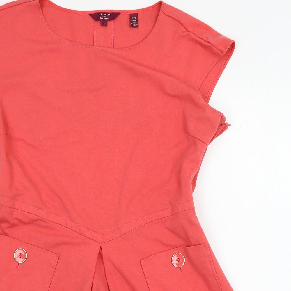 Ted Baker Womens Pink  Jersey Skater Dress  Size L