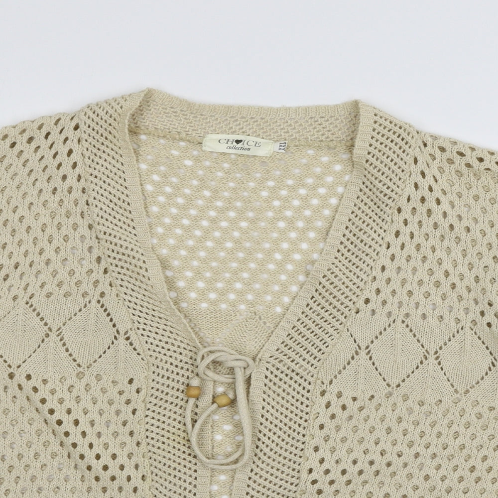Choice Col Womens Beige  Knit Cardigan Jumper Size 2XL