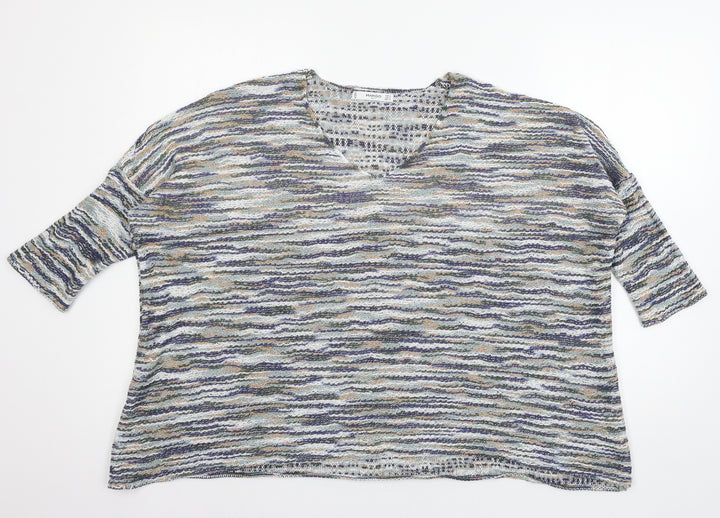 Mango Womens Multicoloured Striped Knit Pullover Jumper Size M