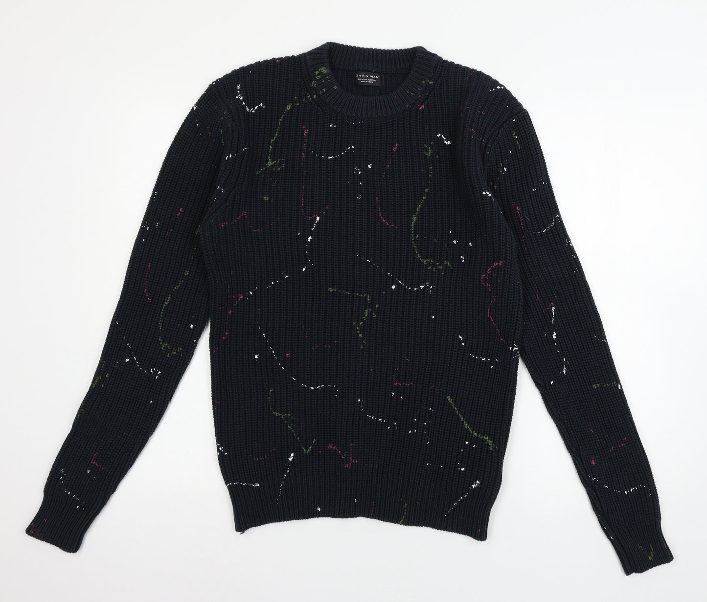 Zara Mens Blue  Knit Pullover Jumper Size M