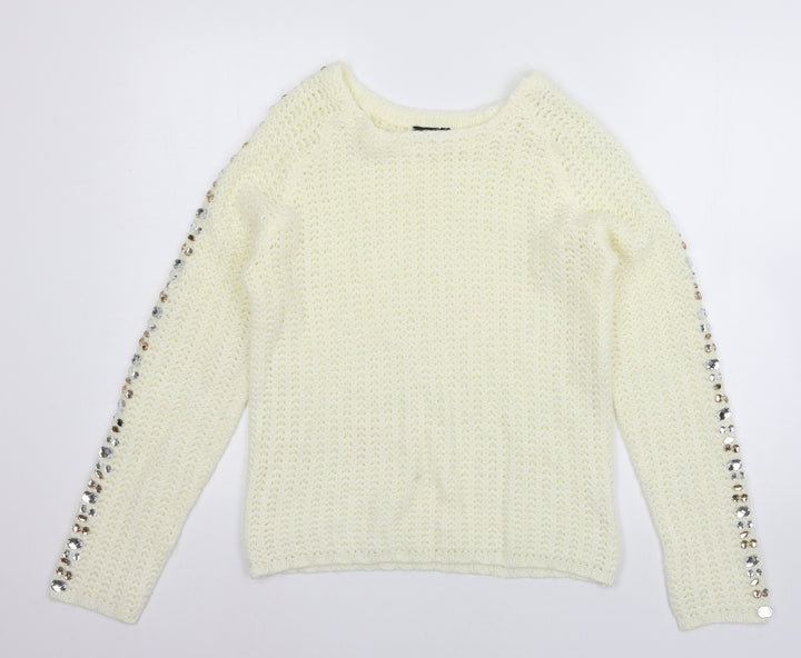 Body Flirt Womens Ivory  Knit Pullover Jumper Size 4