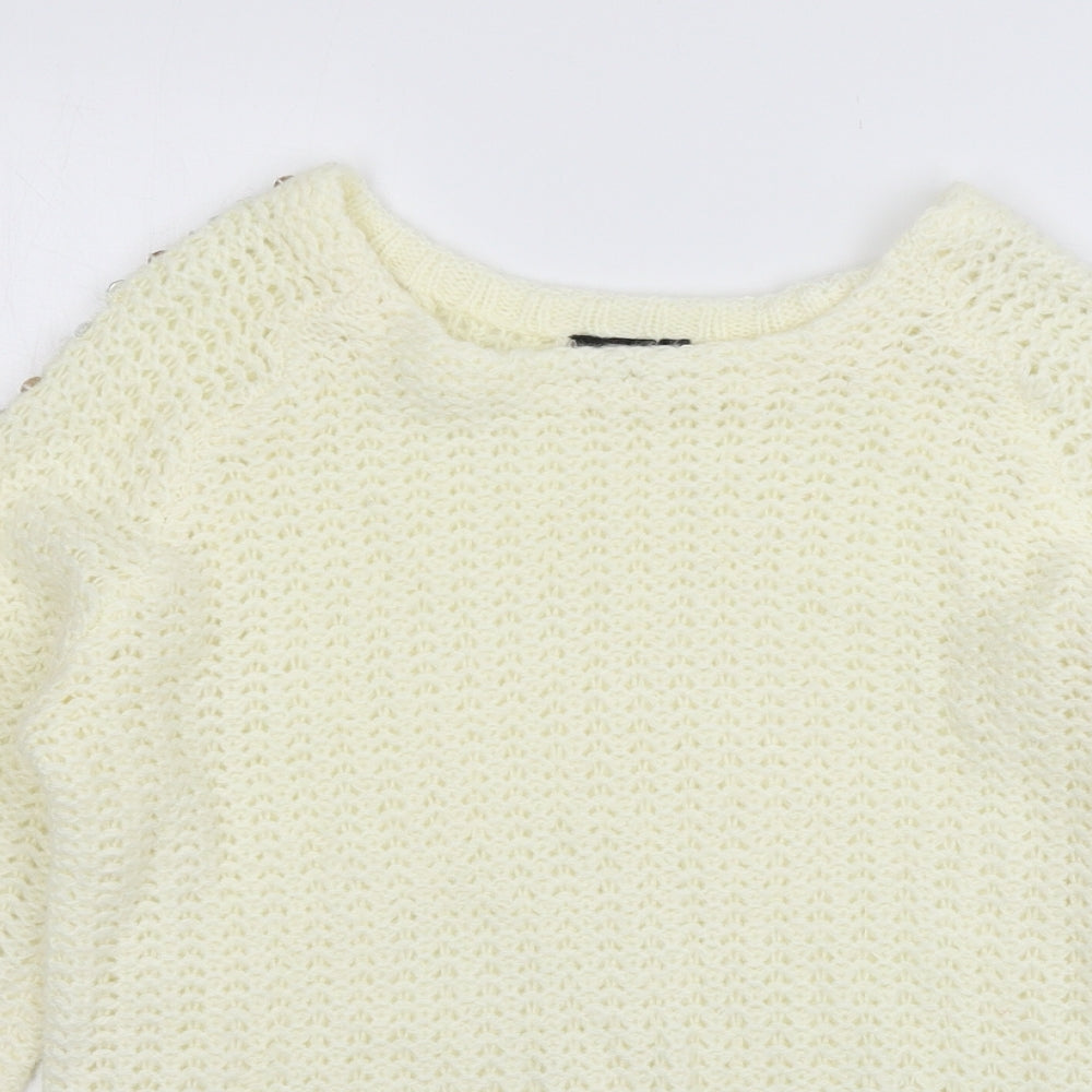 Body Flirt Womens Ivory  Knit Pullover Jumper Size 4