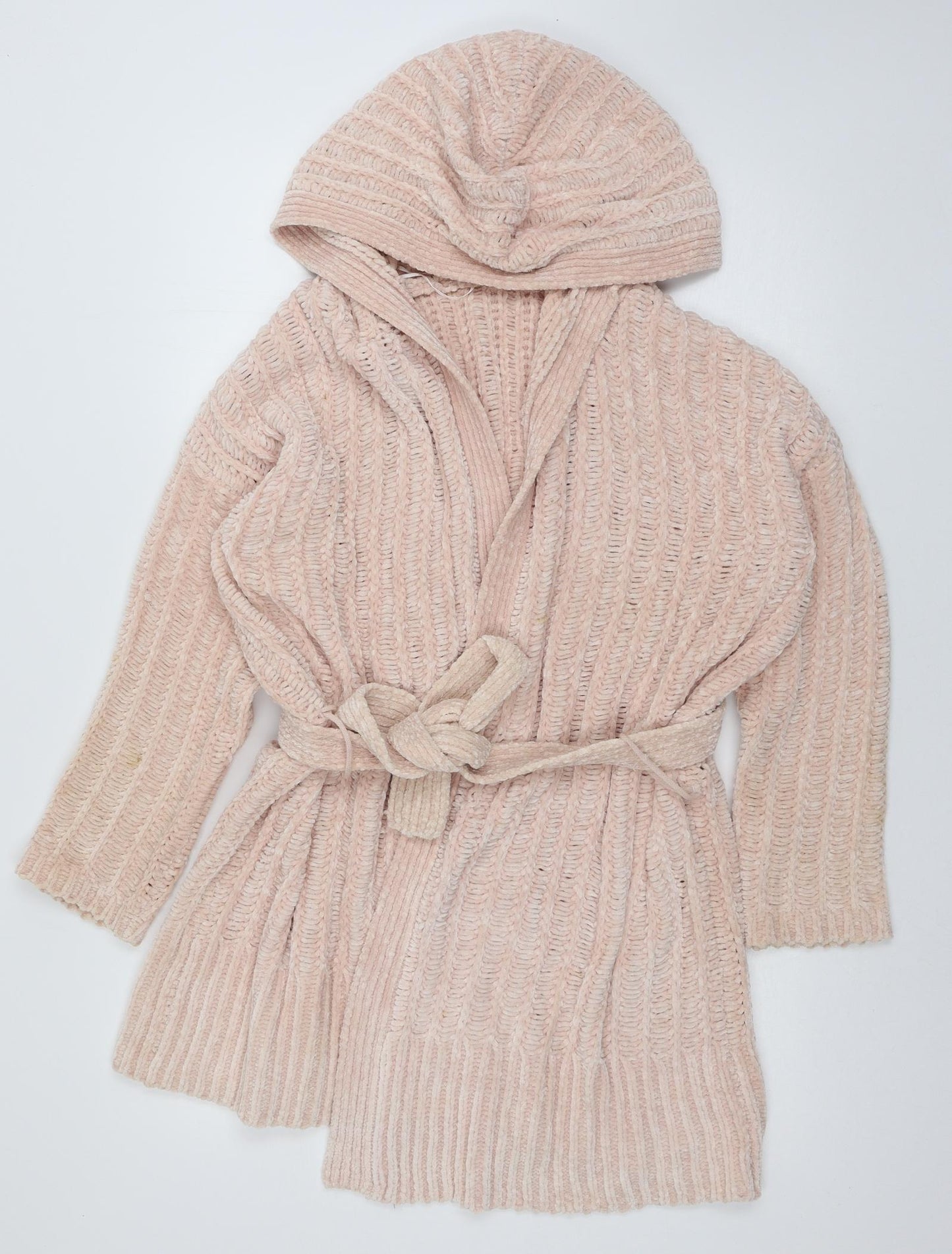 George Womens Pink Solid Knit Top Robe Size M