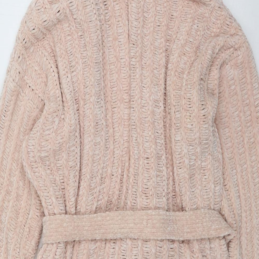 George Womens Pink Solid Knit Top Robe Size M