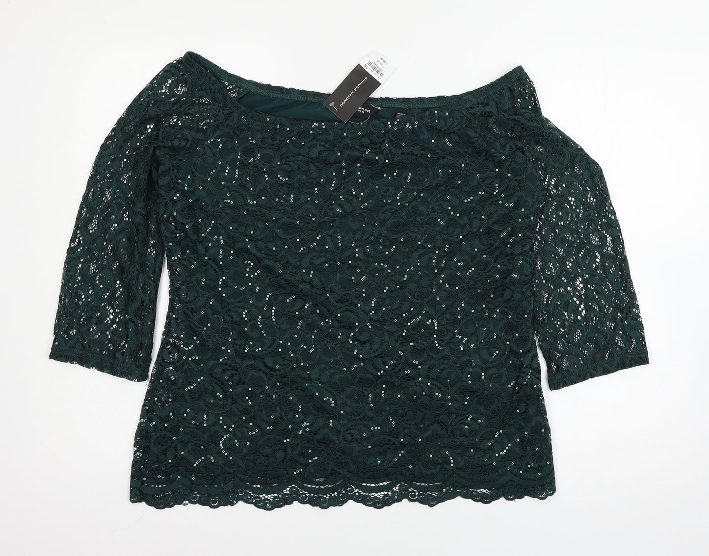 Dorothy Perkins Womens Green  Lace Basic T-Shirt Size 16