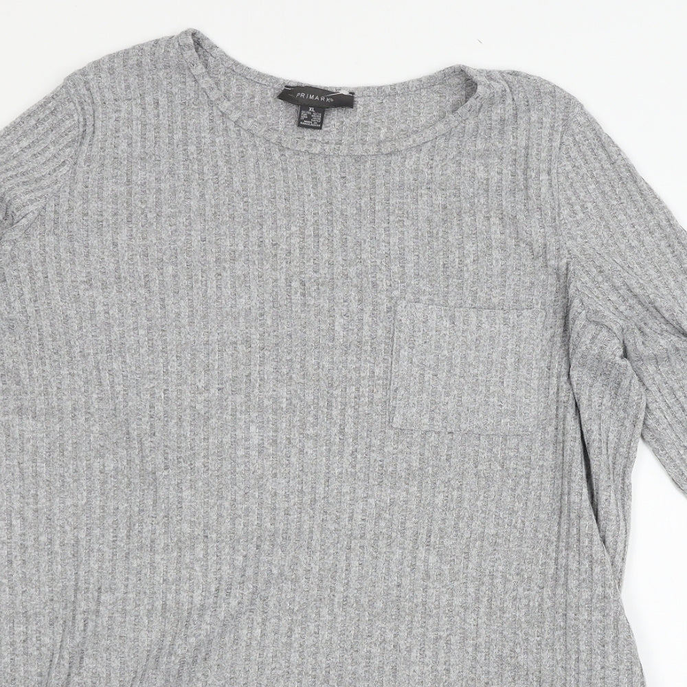 Primark Womens Grey  Jersey Basic T-Shirt Size 18  - Ribbed