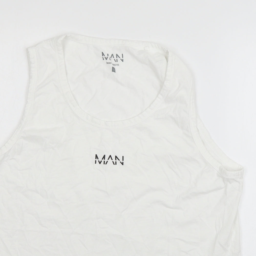 Boohoo Mens White  Jersey  T-Shirt Size L