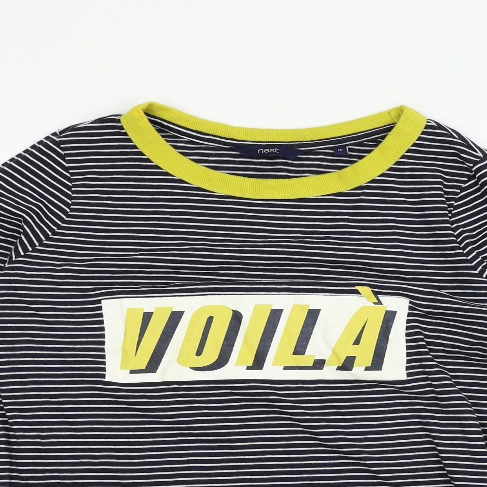 NEXT Womens Blue Striped Jersey Basic T-Shirt Size 12