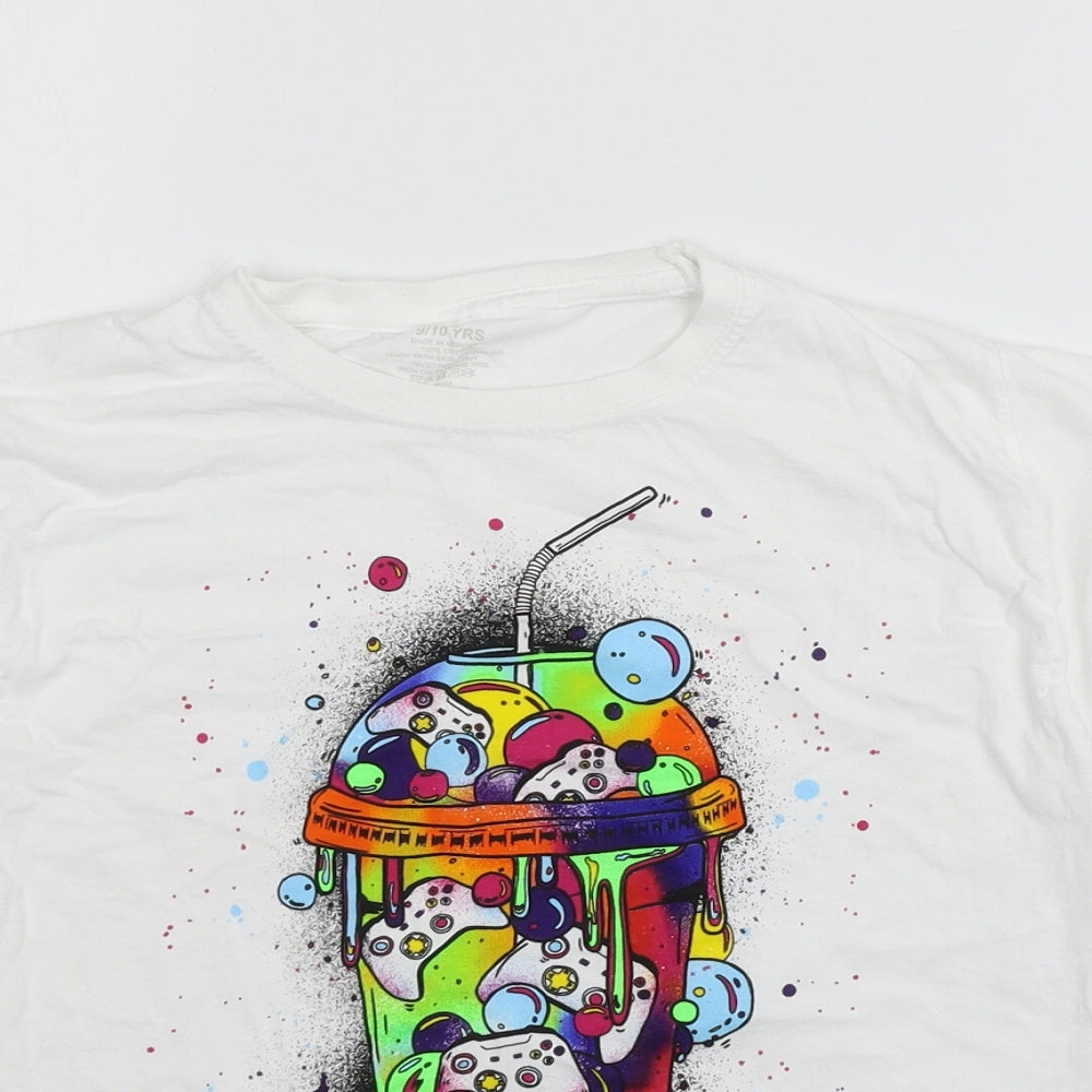 Preworn Boys White  Jersey Basic T-Shirt Size 7-8 Years  - Gamers Be Chillin