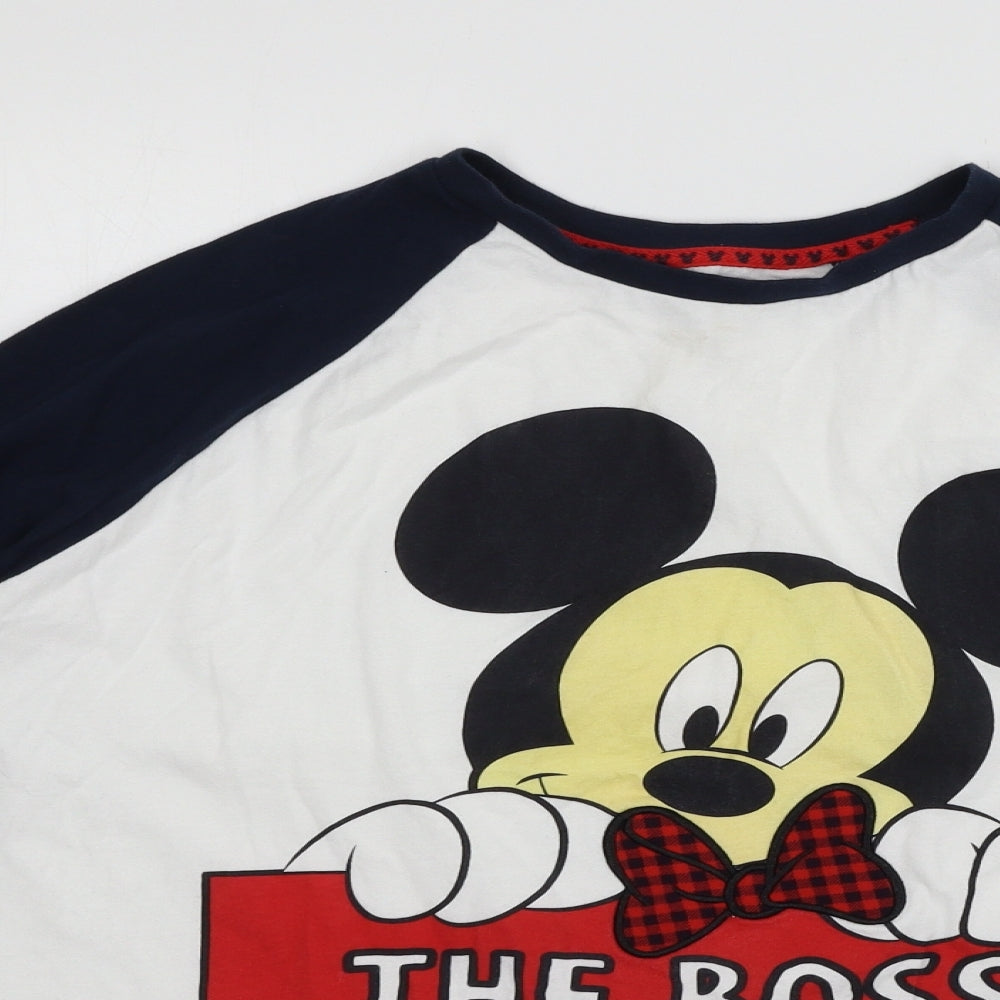 Preworn Mens Blue Geometric Jersey  Pyjama Top Size L  - Mickey Mouse