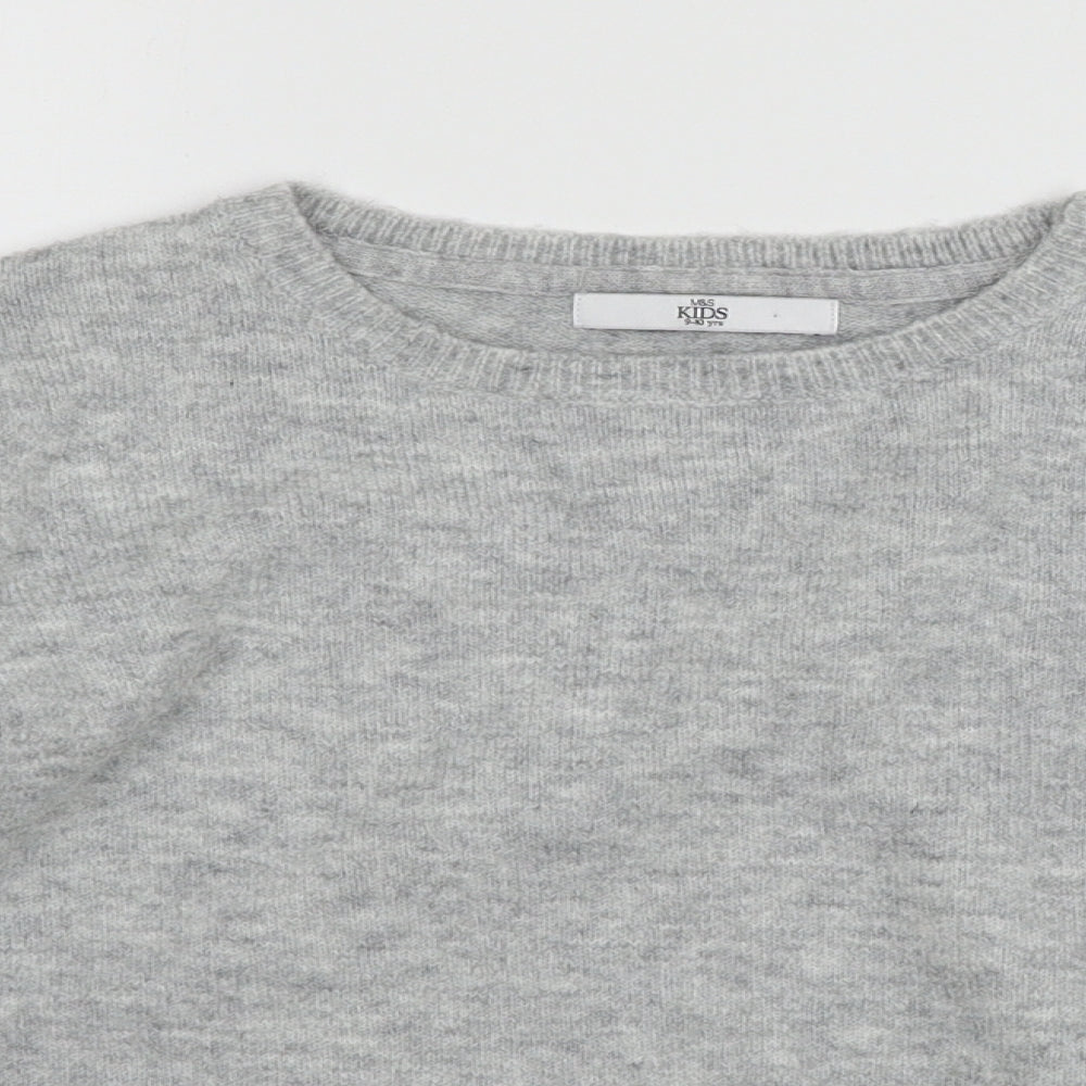 M&Co Girls Grey  Knit Pullover Jumper Size 9-10 Years