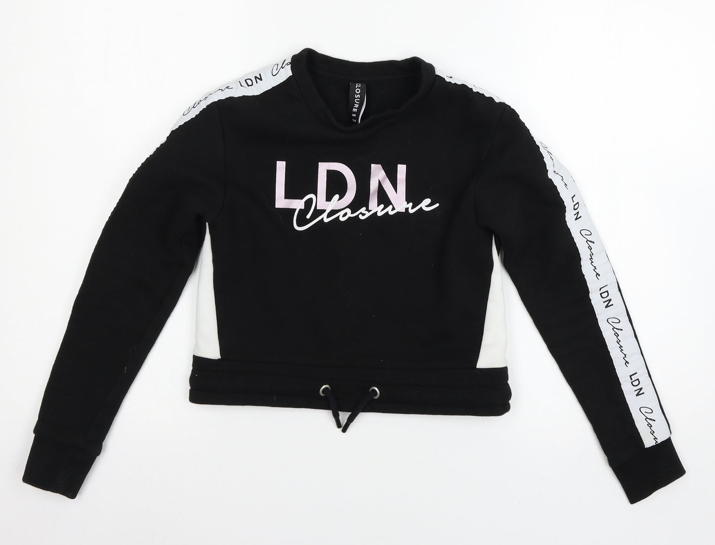 LDN Closure Girls Black  Jersey Pullover Sweatshirt Size 10-11 Years