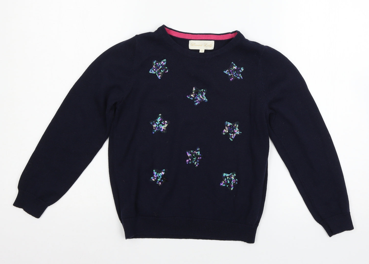 Desert Lily Girls Blue  Knit Pullover Jumper Size 10 Years  - Stars