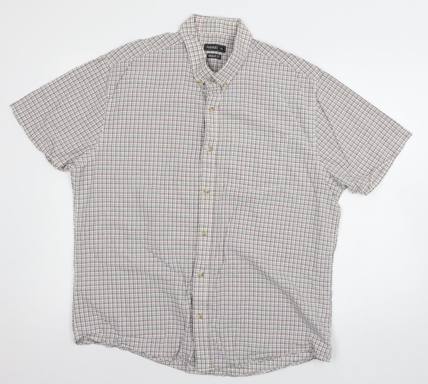 Peacocks Mens Blue Check   Button-Up Size XL