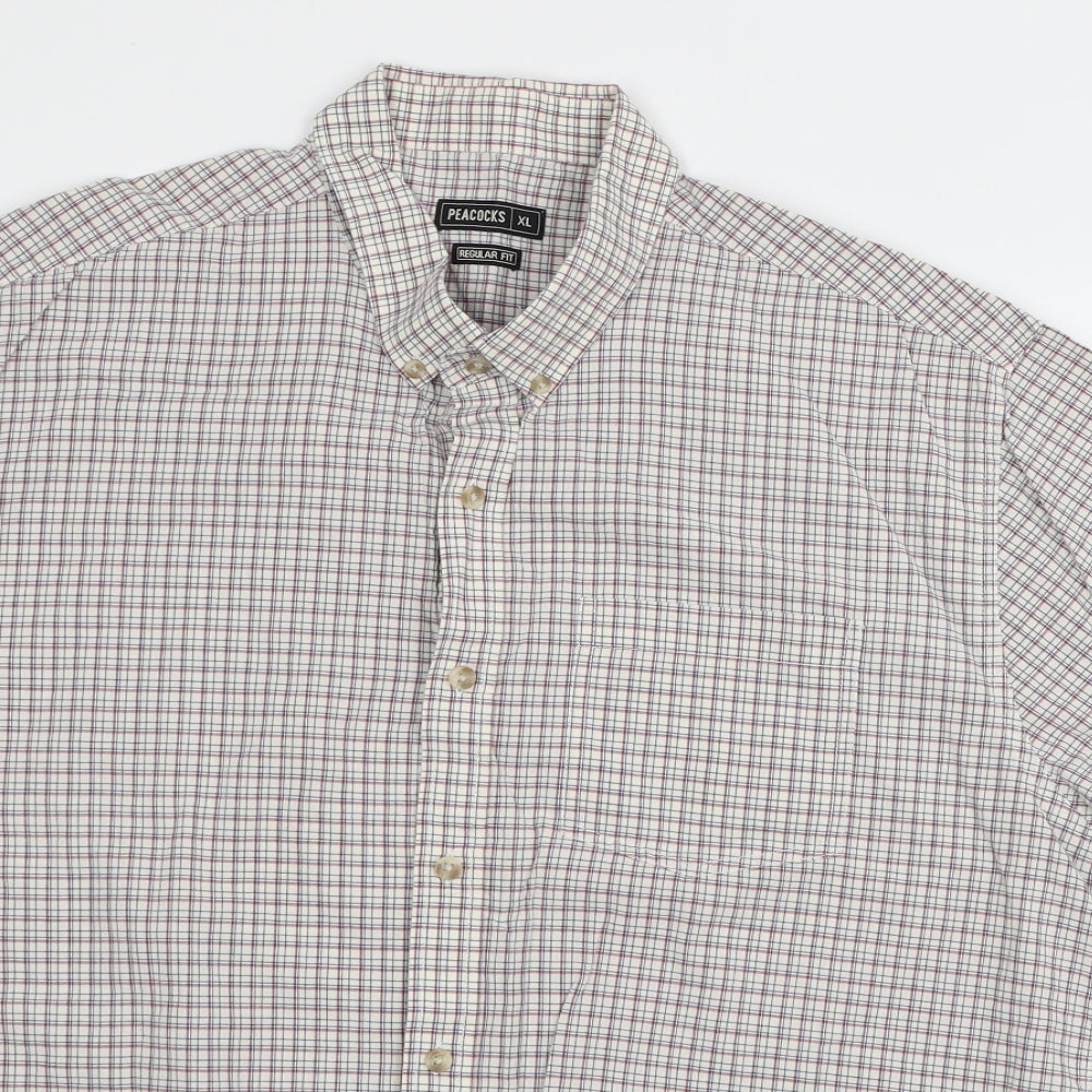 Peacocks Mens Blue Check   Button-Up Size XL