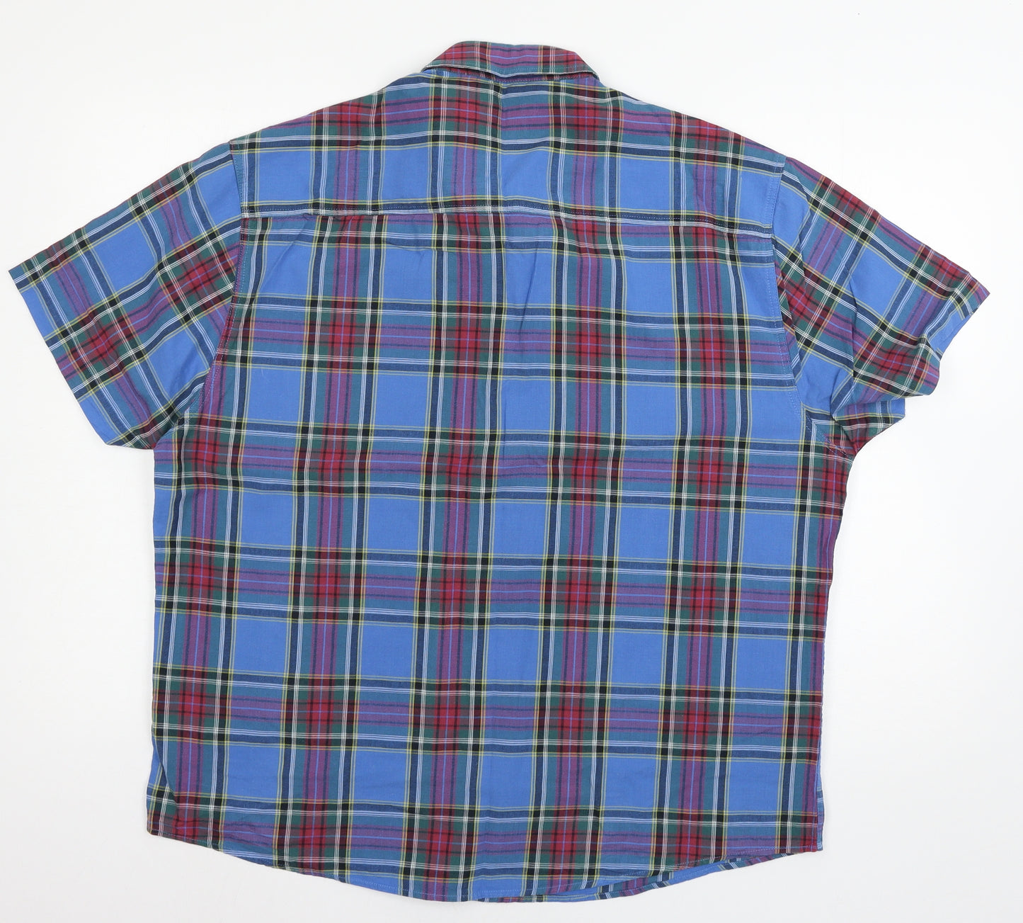 Peacocks Mens Blue Plaid   Button-Up Size XL