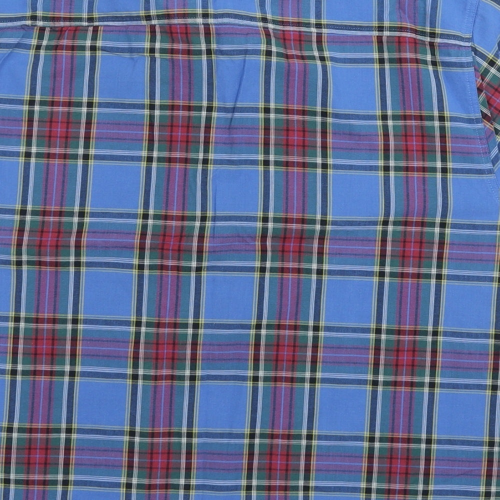 Peacocks Mens Blue Plaid   Button-Up Size XL