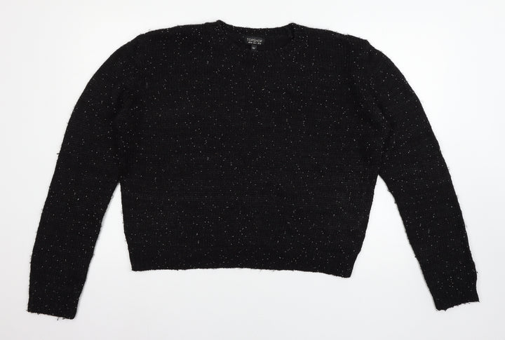 Topshop Womens Black Knit Pullover Jumper Size 16