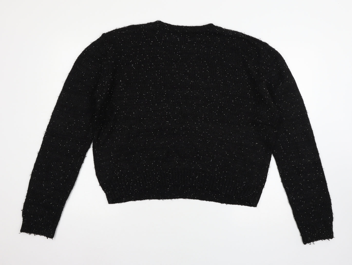 Topshop Womens Black  Knit Pullover Jumper Size 16
