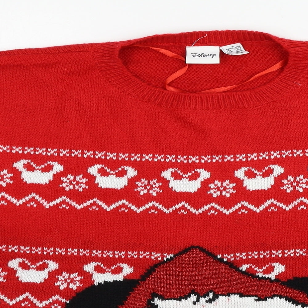 Primark Womens Red  Knit Pullover Jumper Size 14  - Minnie Mouse