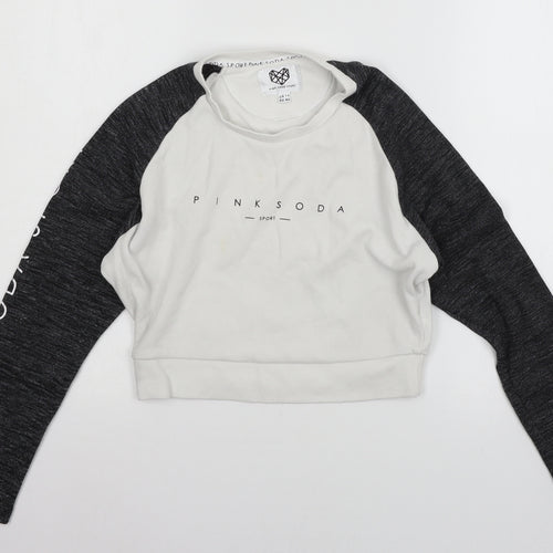 Pink soda spo Girls White  Jersey Pullover Sweatshirt Size 16 Years