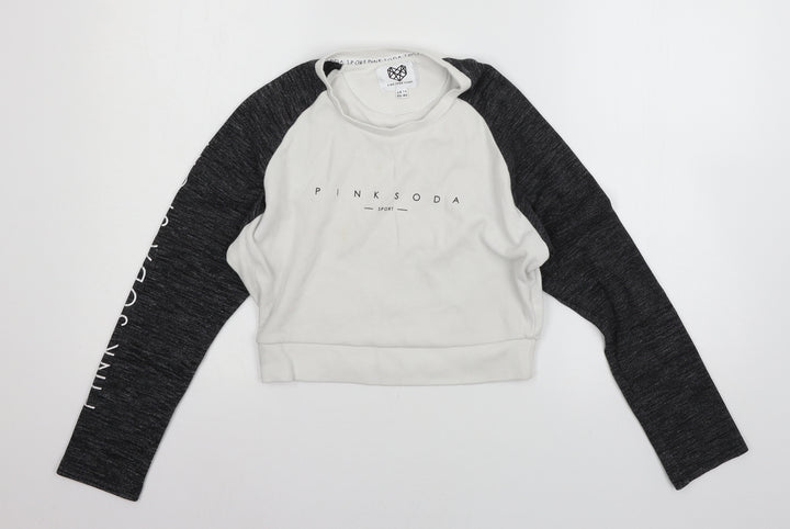 Pink soda spo Girls White Jersey Pullover Sweatshirt Size 16 Years