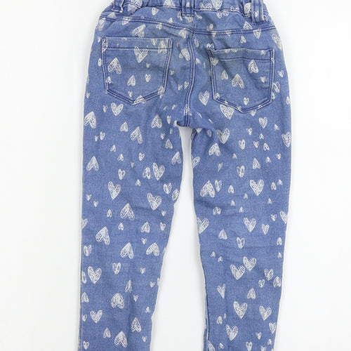 Denim & Girls Blue Geometric Denim Skinny Jeans Size 5-6 Years
