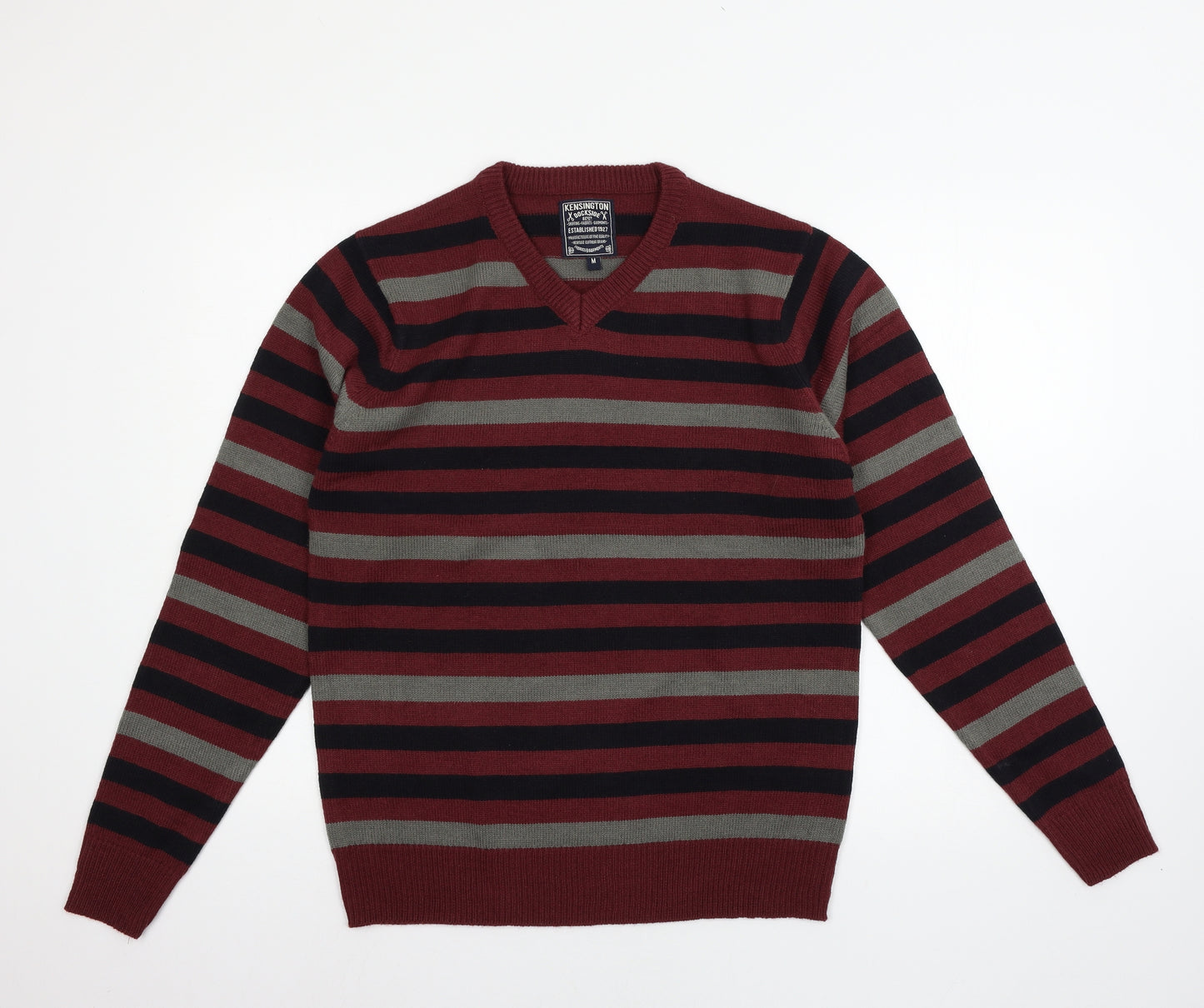 Kensington Mens Red Striped Knit Pullover Jumper Size M