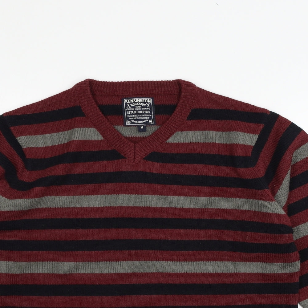 Kensington Mens Red Striped Knit Pullover Jumper Size M