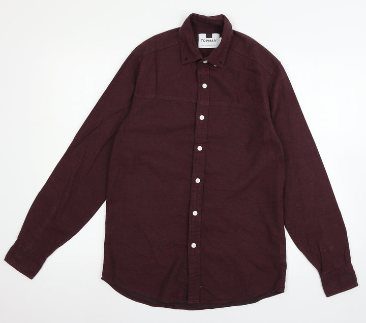 Topman Mens Red Button-Up Size XS