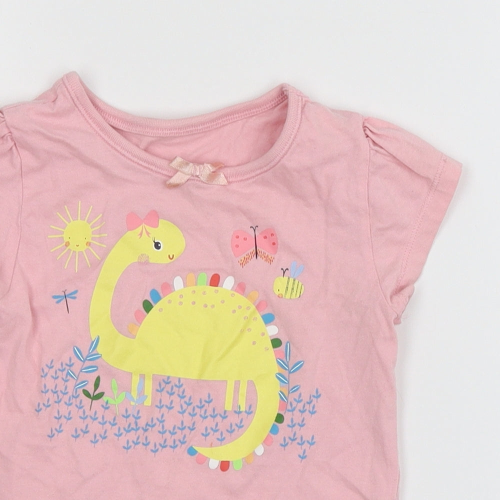 George Girls Pink  Jersey Basic T-Shirt Size 3-4 Years  - Dinosaur