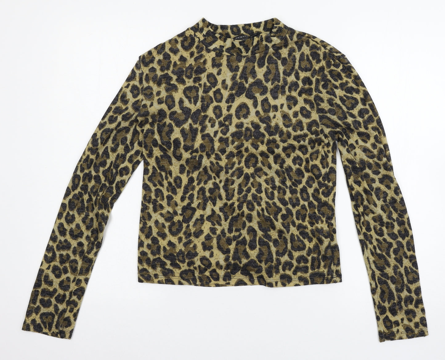 Primark Womens Brown Animal Print Knit Basic T-Shirt Size 6