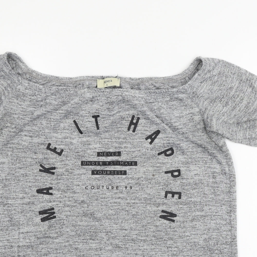 Papaya Womens Grey  Jersey Basic T-Shirt Size 8