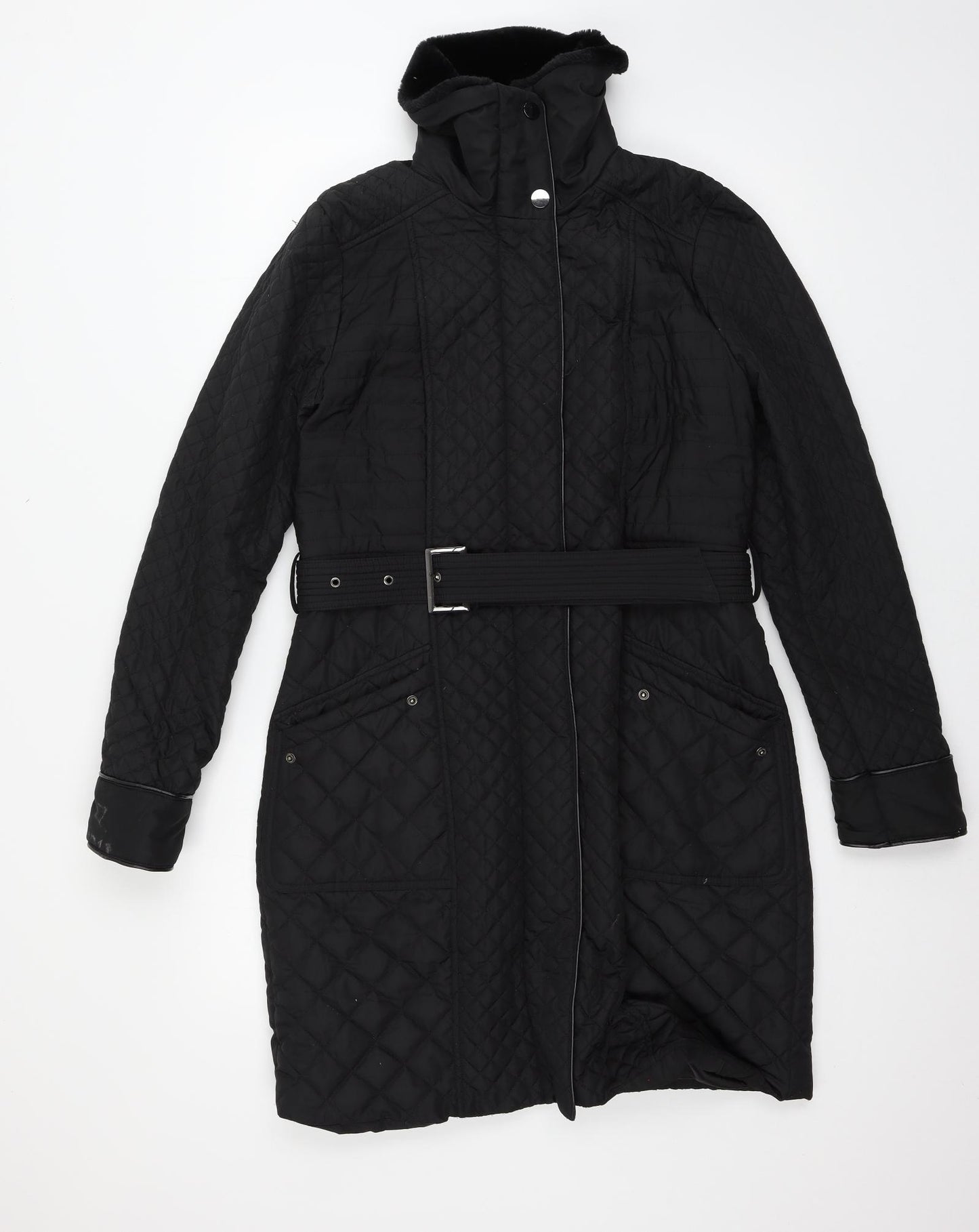 Wallis Womens Black   Overcoat Coat Size 10