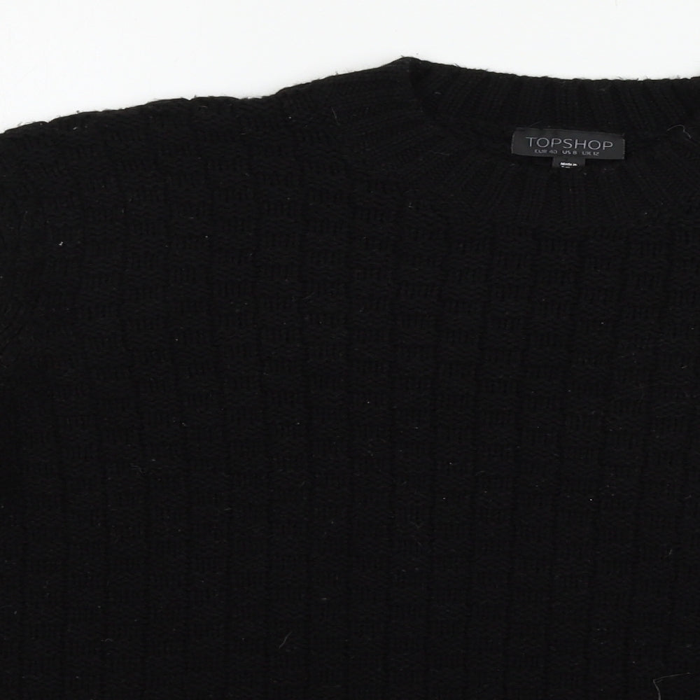 Topshop Womens Black  Knit Pullover Jumper Size 12