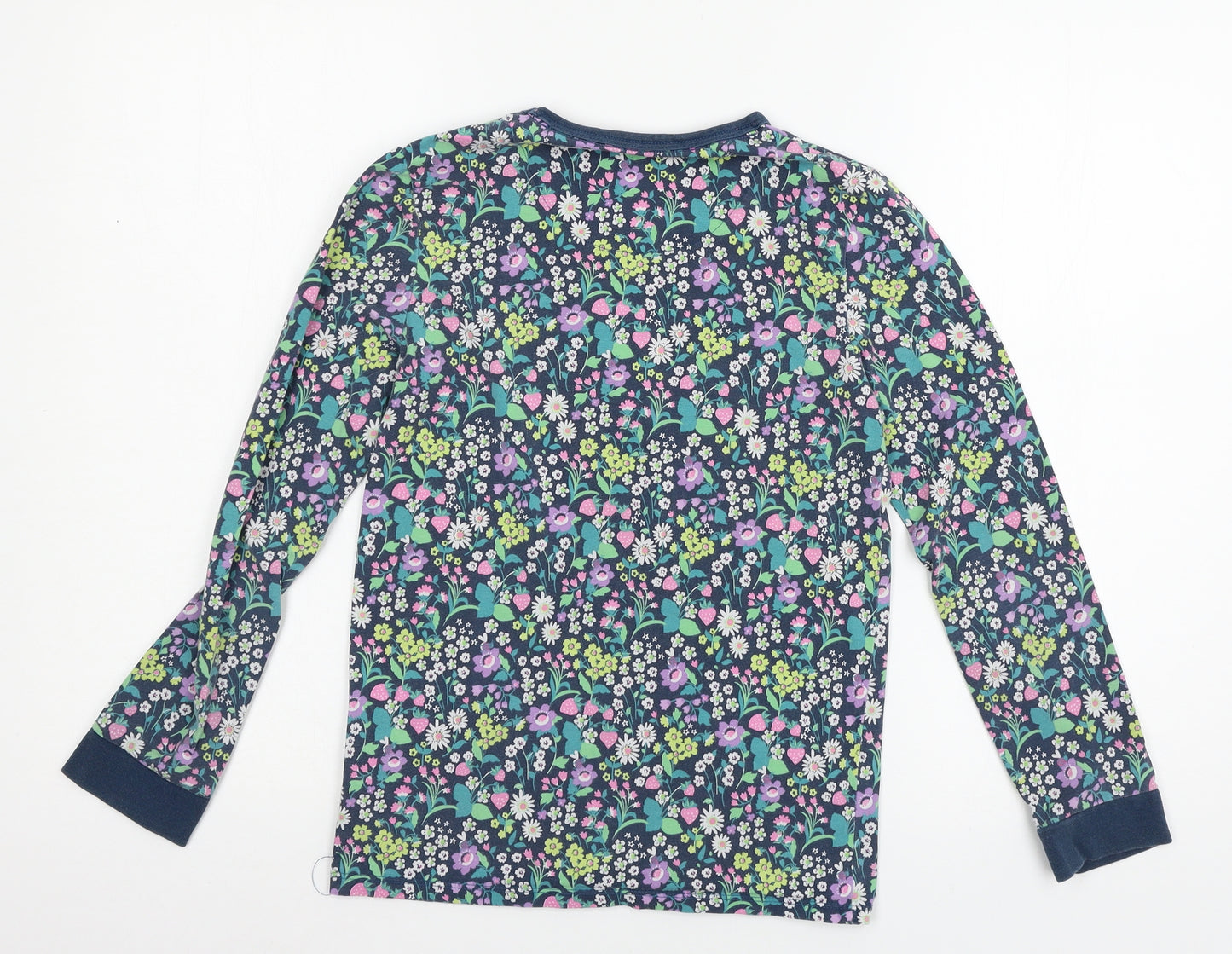 MArks Girls Blue Floral Jersey Top Pyjama Top Size 10-11 Years
