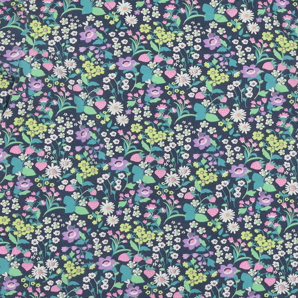 MArks Girls Blue Floral Jersey Top Pyjama Top Size 10-11 Years