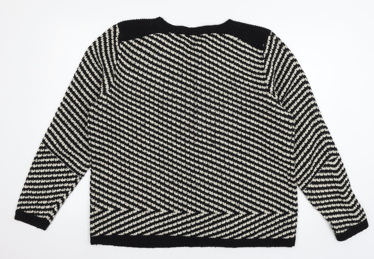 Marks and Spencer Womens Black Striped Knit Pullover Jumper Size 20