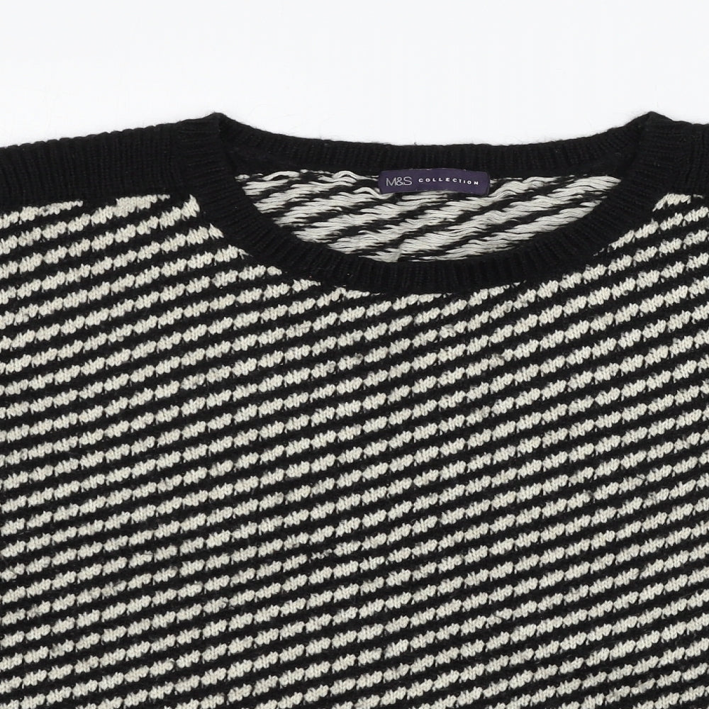Marks and Spencer Womens Black Striped Knit Pullover Jumper Size 20